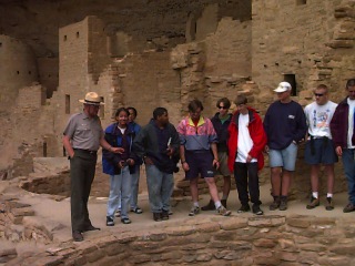 Group talk at Cliff Palace